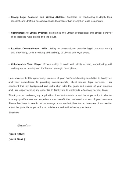 Free Lawyer Cover Letter for Family Law to Edit Online