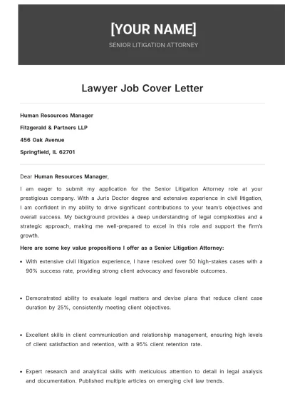 Free Lawyer Job Cover Letter to Edit Online