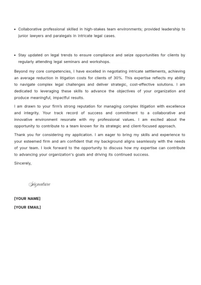 Free Lawyer Job Cover Letter to Edit Online