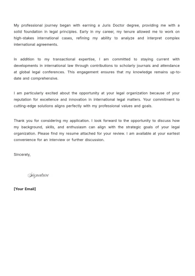 Free International Lawyer Cover Letter to Edit Online