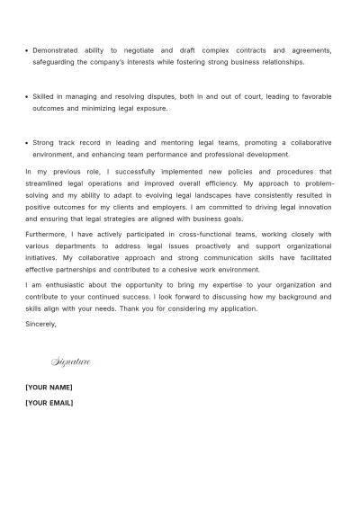 Free General Counsel Lawyer Cover Letter to Edit Online