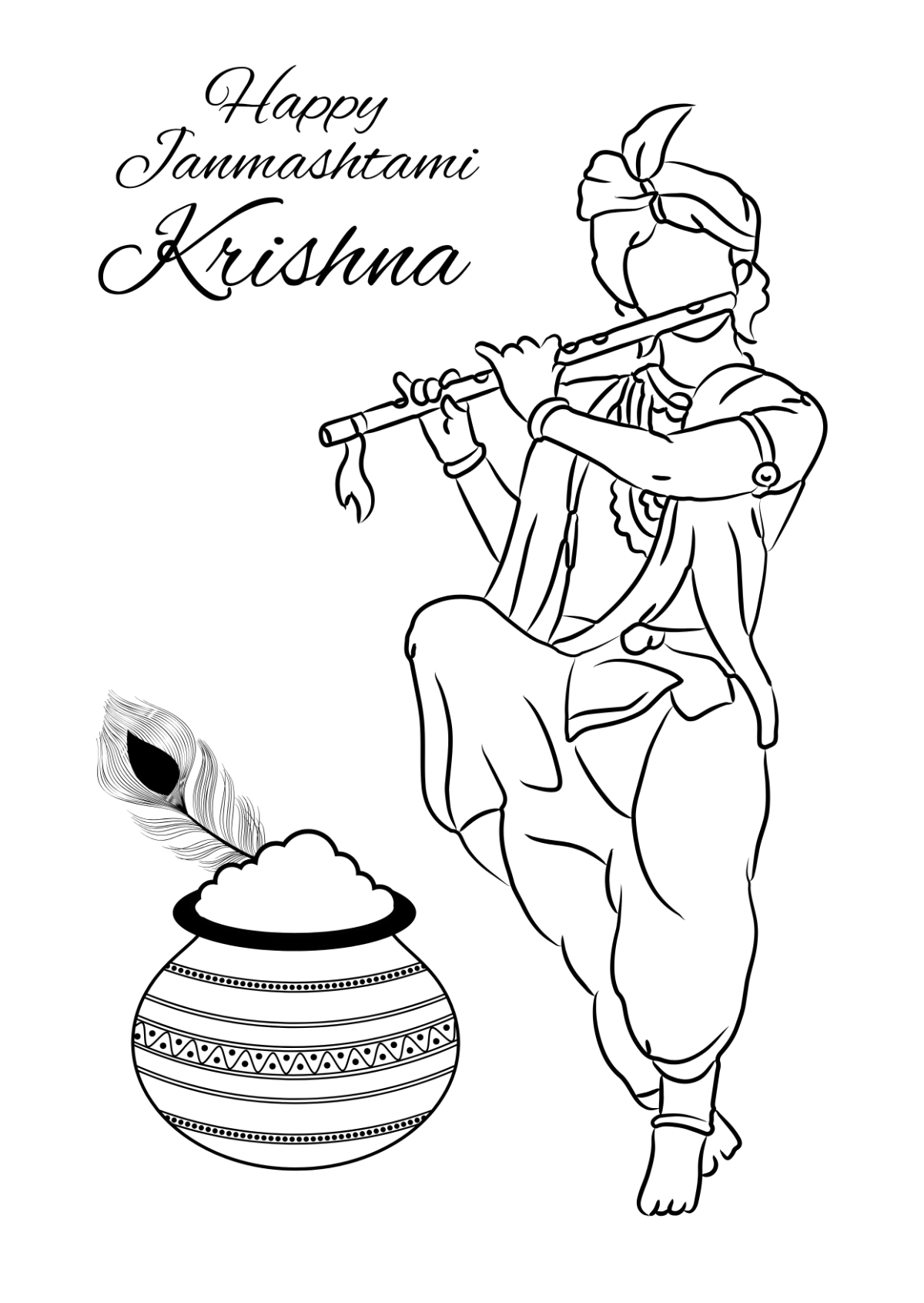Janmashtami Krishna Drawing