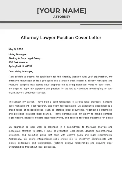Free Attorney Lawyer Position Cover Letter to Edit Online