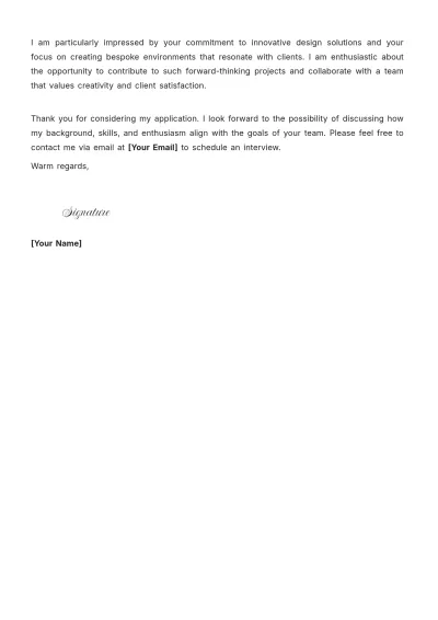 Free Interior Design Position Cover Letter to Edit Online