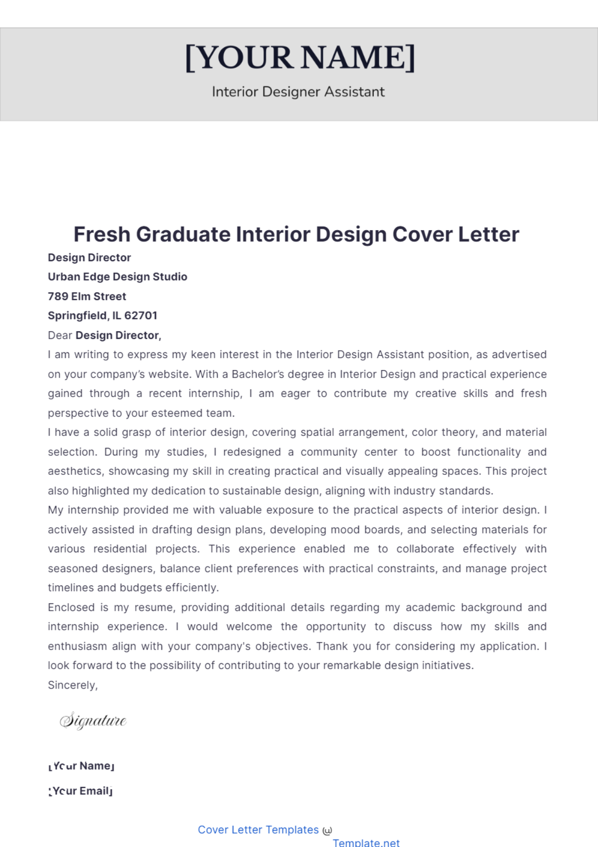 cover letter for graduate interior design