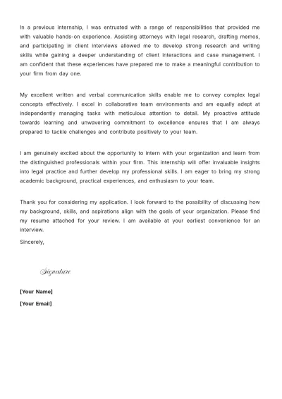 Free Undergraduate Lawyer Cover Letter to Edit Online