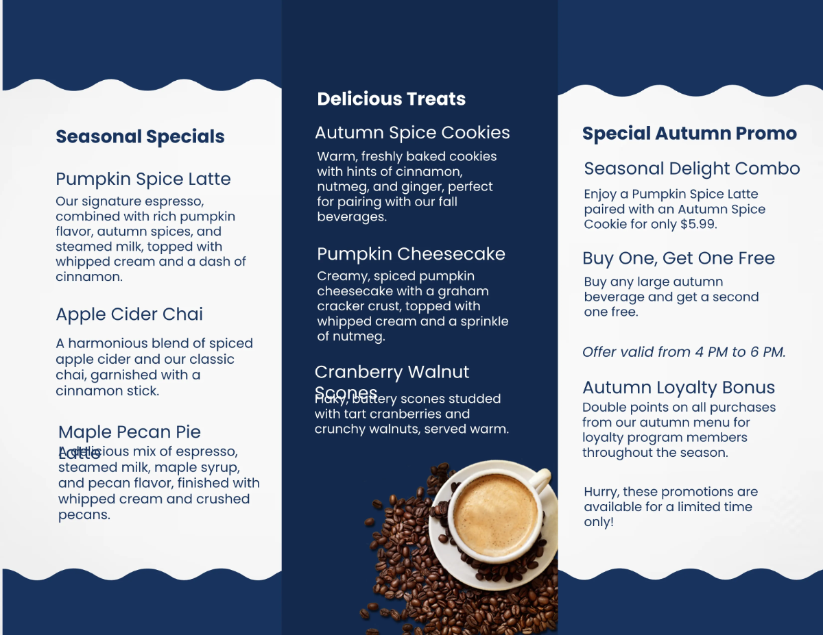 Free Cafe Seasonal Brochure Template to Edit Online