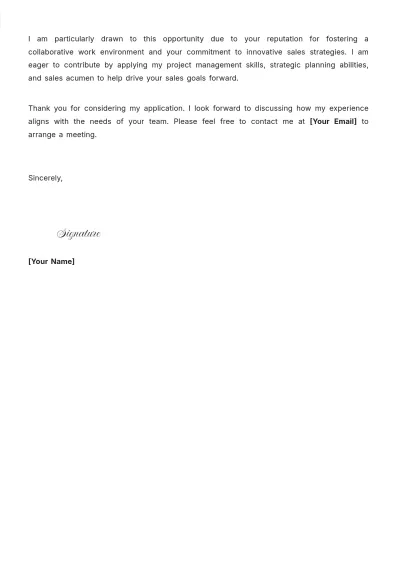 Free Group Sales Project Coordinator Cover Letter to Edit Online