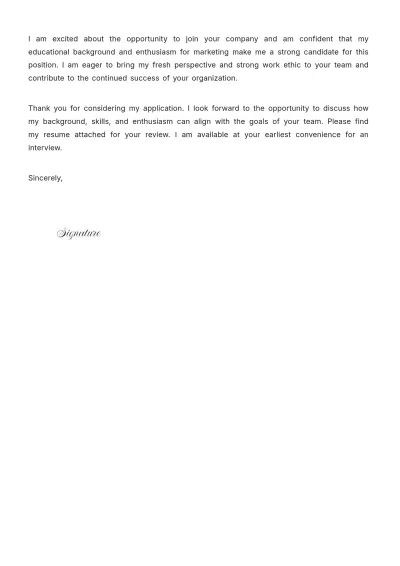 Free Employment Cover Letter for Job Fresher to Edit Online