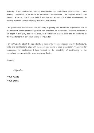 Free Nursing Employment Cover Letter to Edit Online