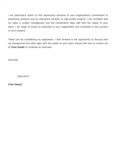 Free Bid Project Coordinator Cover Letter to Edit Online