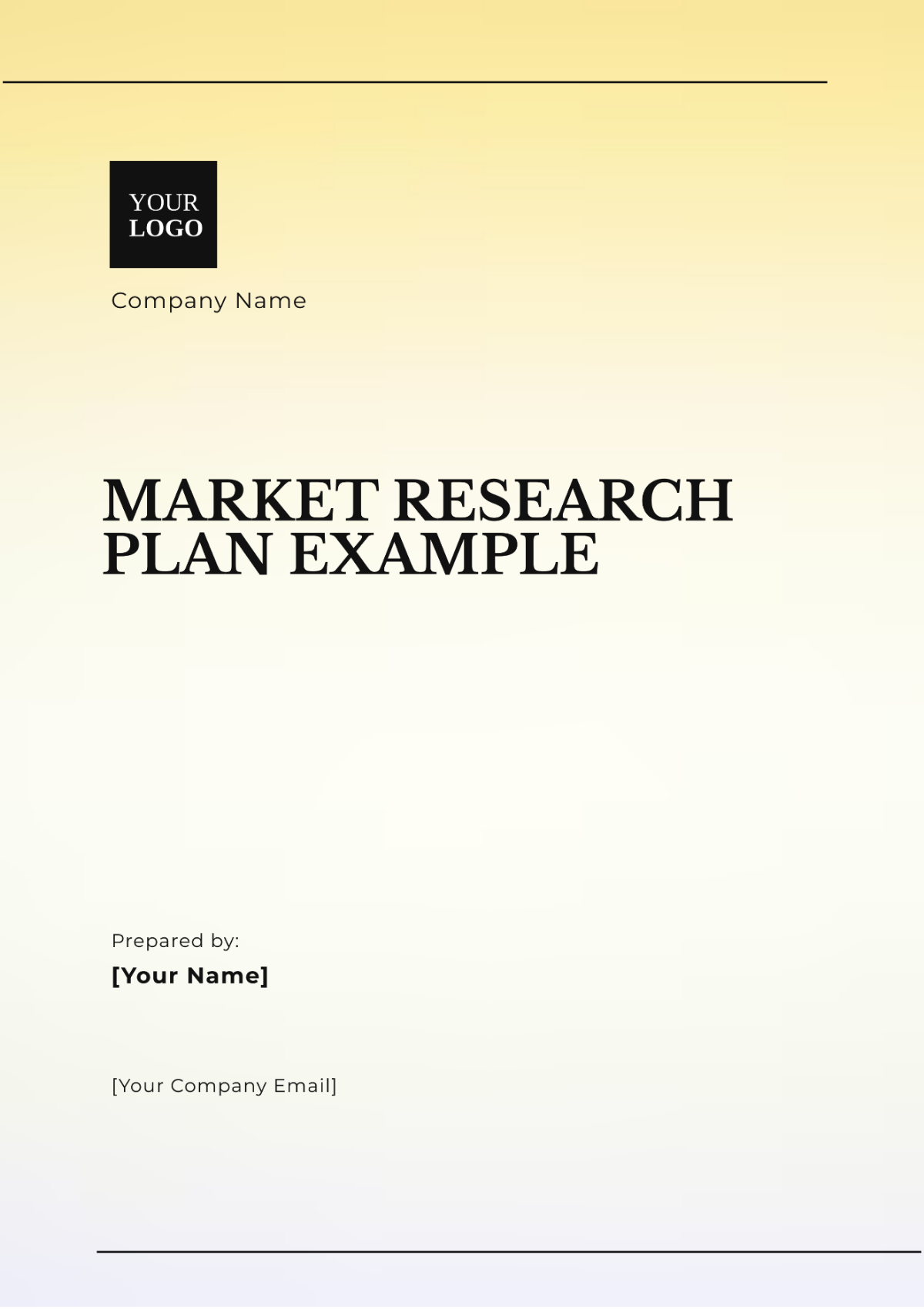 Market Research Plan Example Template