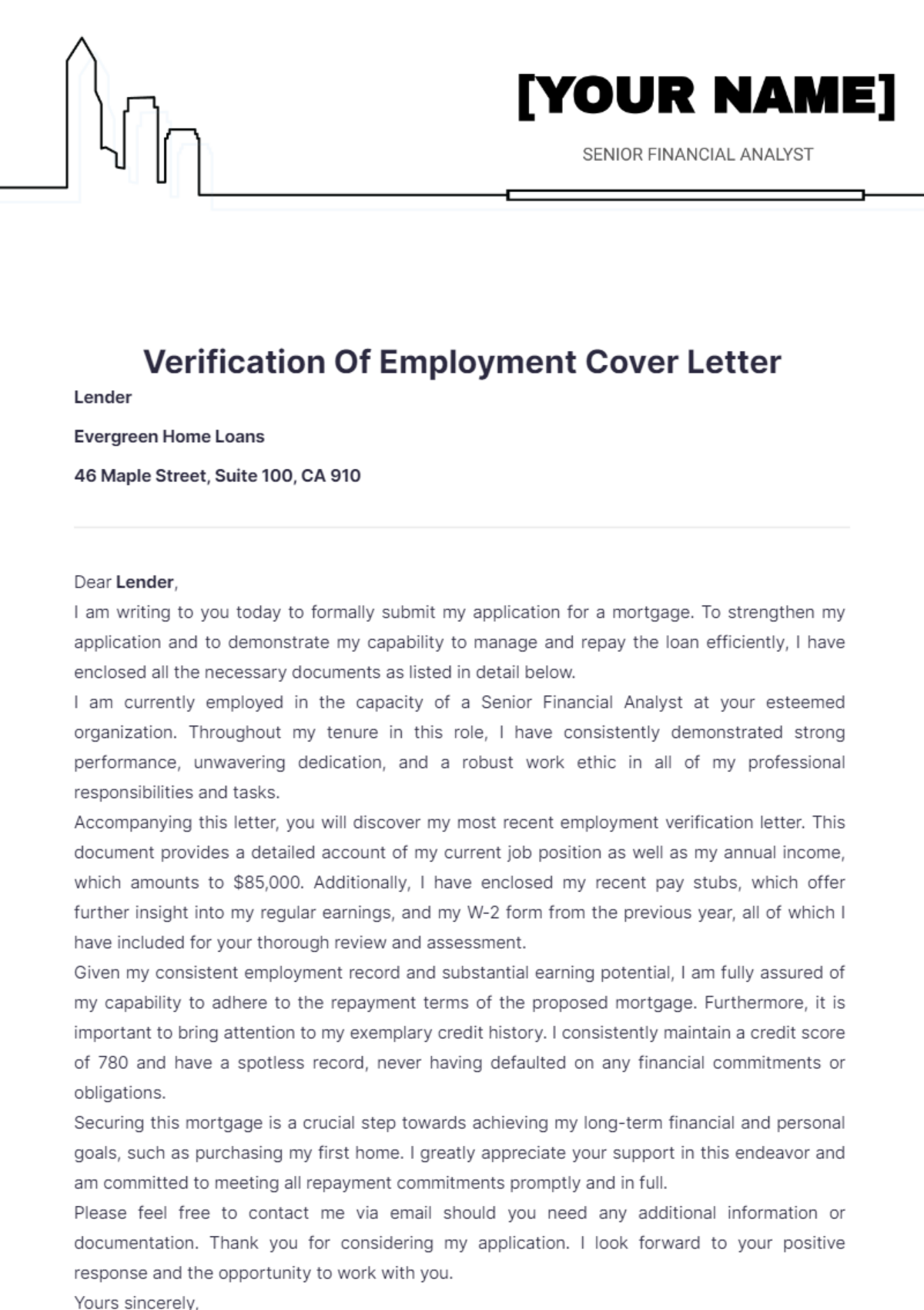 Verification Of Employment Cover Letter - Edit Online & Download