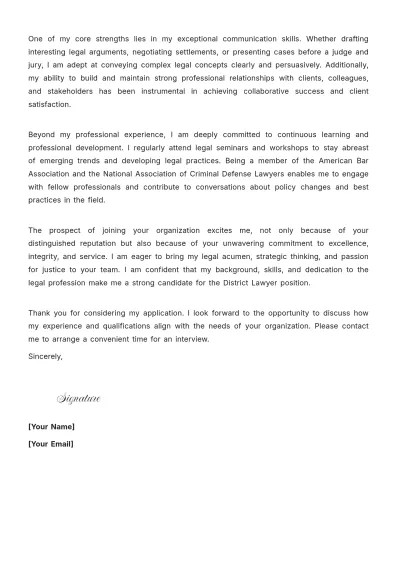 Free District Lawyer Cover Letter to Edit Online