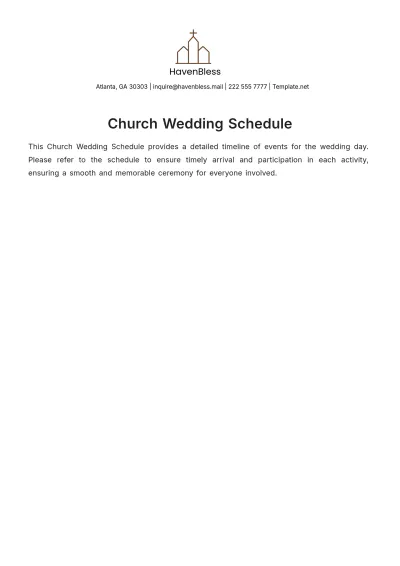Free Church Wedding Schedule Template to Edit Online
