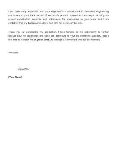 Free Engineering Project Coordinator Cover Letter to Edit Online