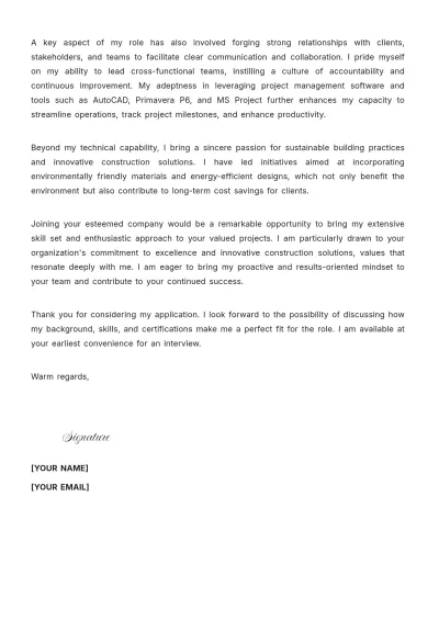 Free Construction Employment Cover Letter to Edit Online