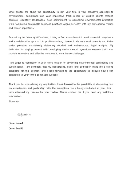Free Lawyer Cover Letter for Environment Law to Edit Online