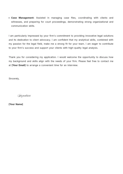 Free Legal Analyst Lawyer Cover Letter to Edit Online