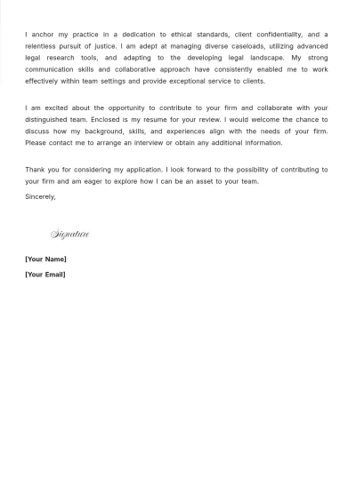 Free Lawyer Application Cover Letter to Edit Online