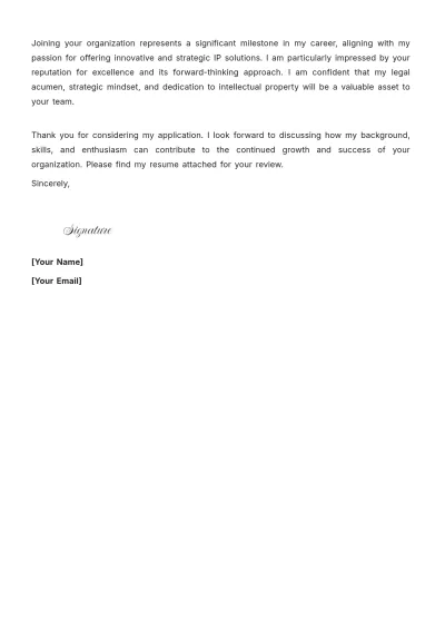 Free Intellectual Property Lawyer Cover Letter to Edit Online