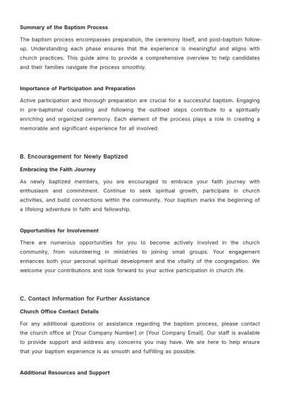 Free Church Baptism Guide Template to Edit Online
