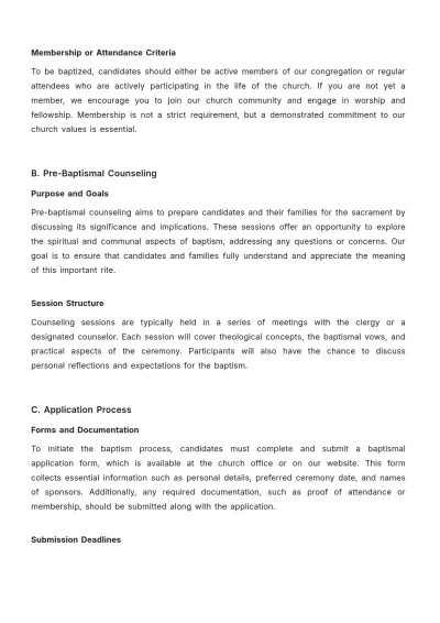 Free Church Baptism Guide Template to Edit Online