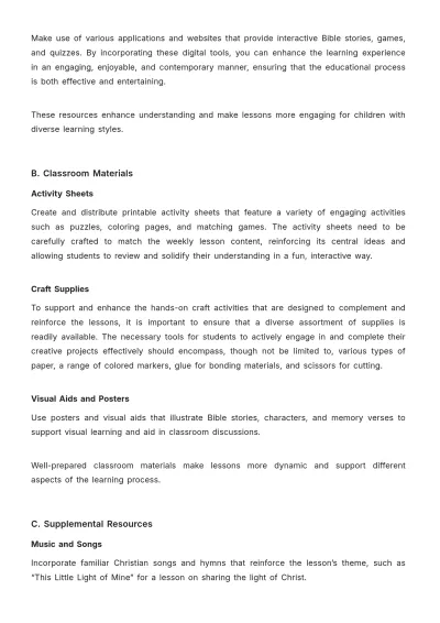 Free Church Sunday School Guide Template to Edit Online