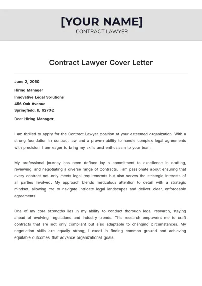 Free Contract Lawyer Cover Letter to Edit Online