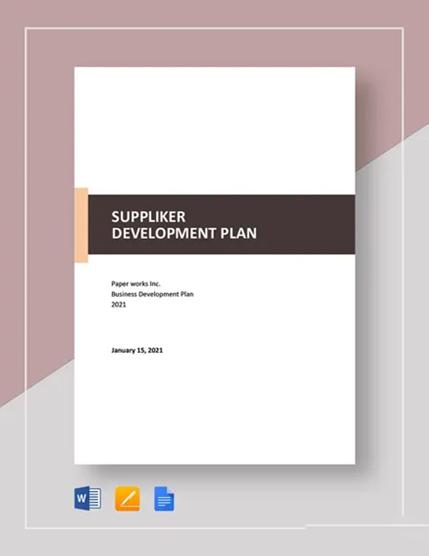 Supplier Development Plan Template