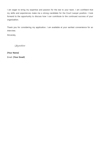 Free Court Lawyer Cover Letter to Edit Online