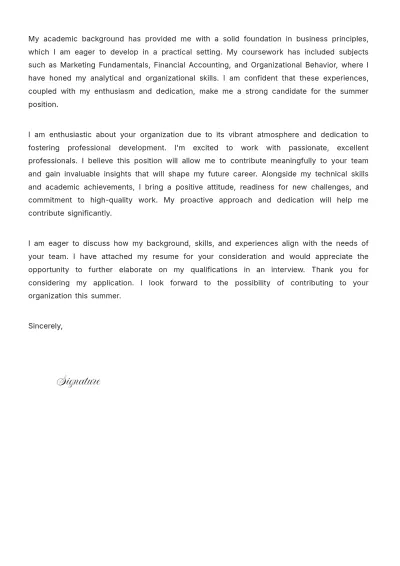 Free High School Employment Cover Letter to Edit Online