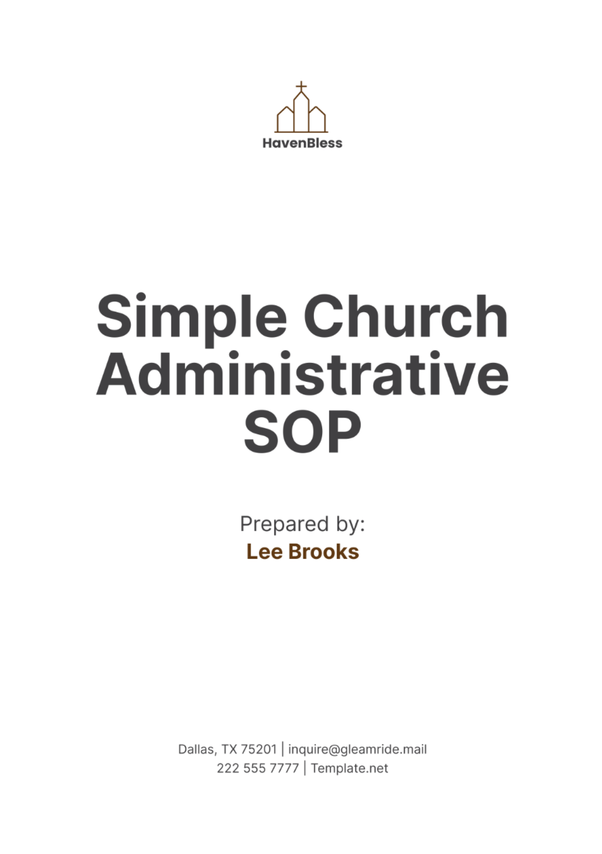 Simple Church Administrative SOP Template - Edit Online & Download