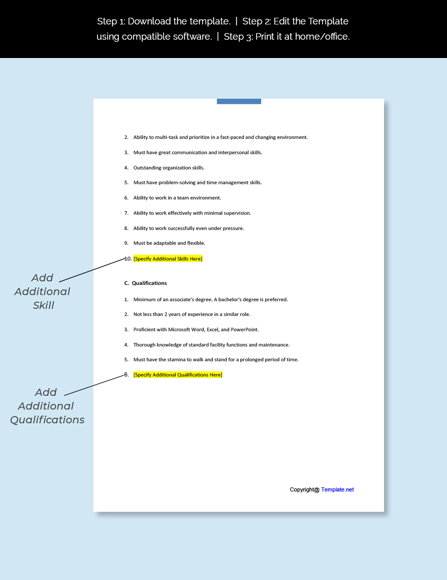 Facilities Coordinator Job Description Template Google Docs Word 