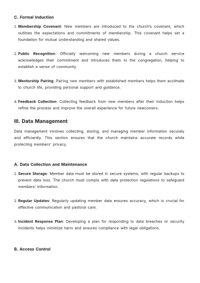 Free Church Membership Management SOP Template to Edit Online