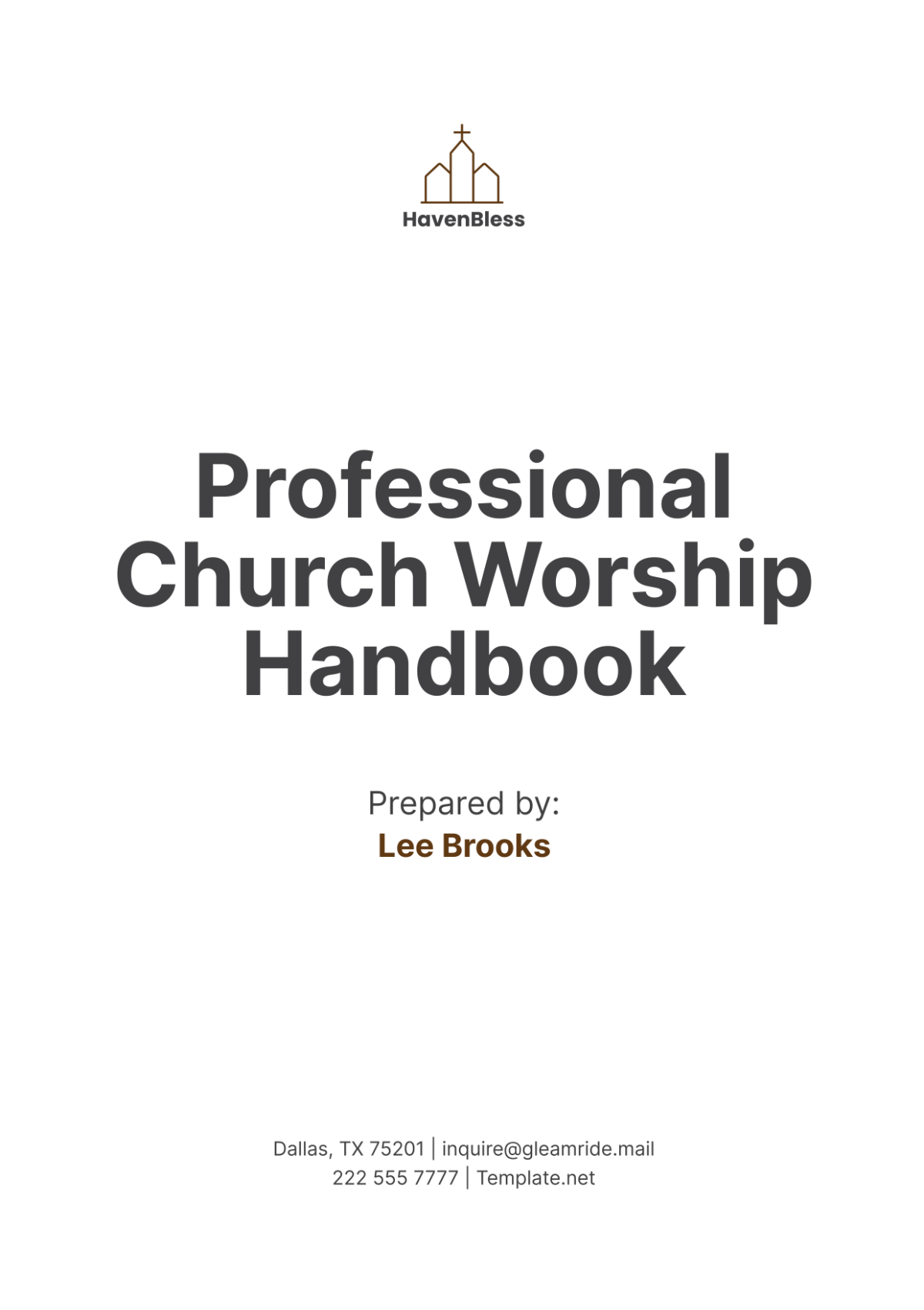 Professional Church Worship Handbook Template - Edit Online & Download