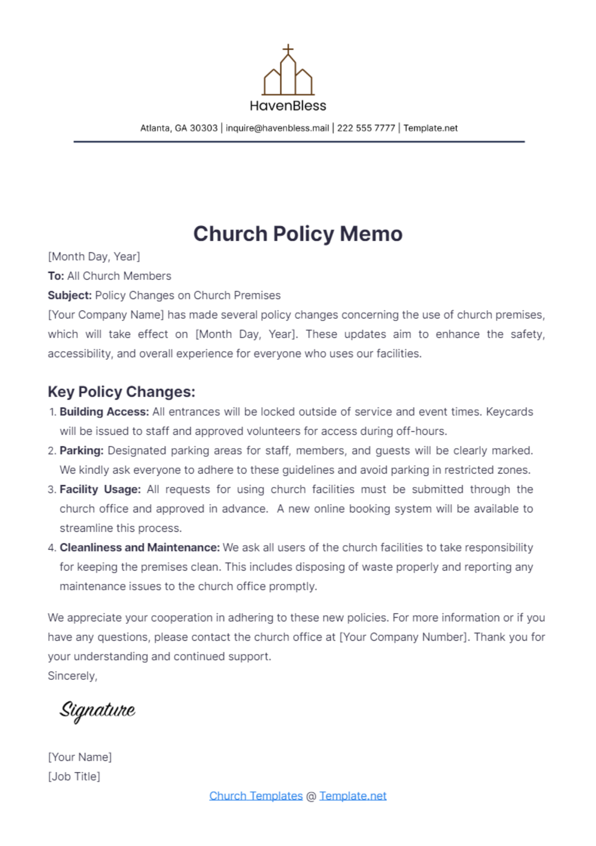 Church Policy Memo Template - Edit Online & Download