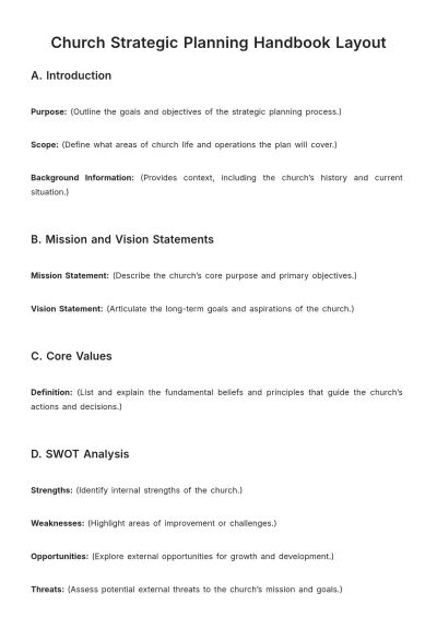Free Church Strategic Planning Handbook Layout Template to Edit Online
