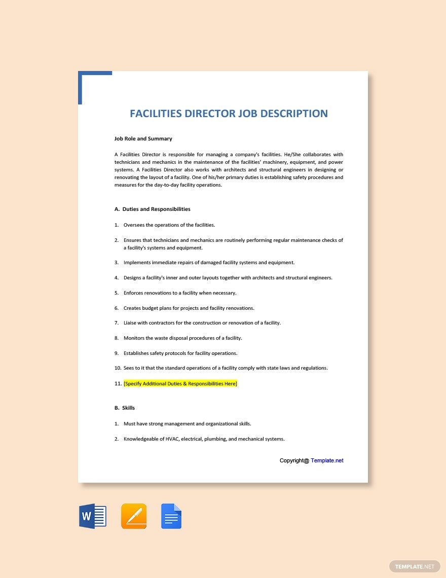 Director Job Description Templates 109 Docs Free Downloads 1731