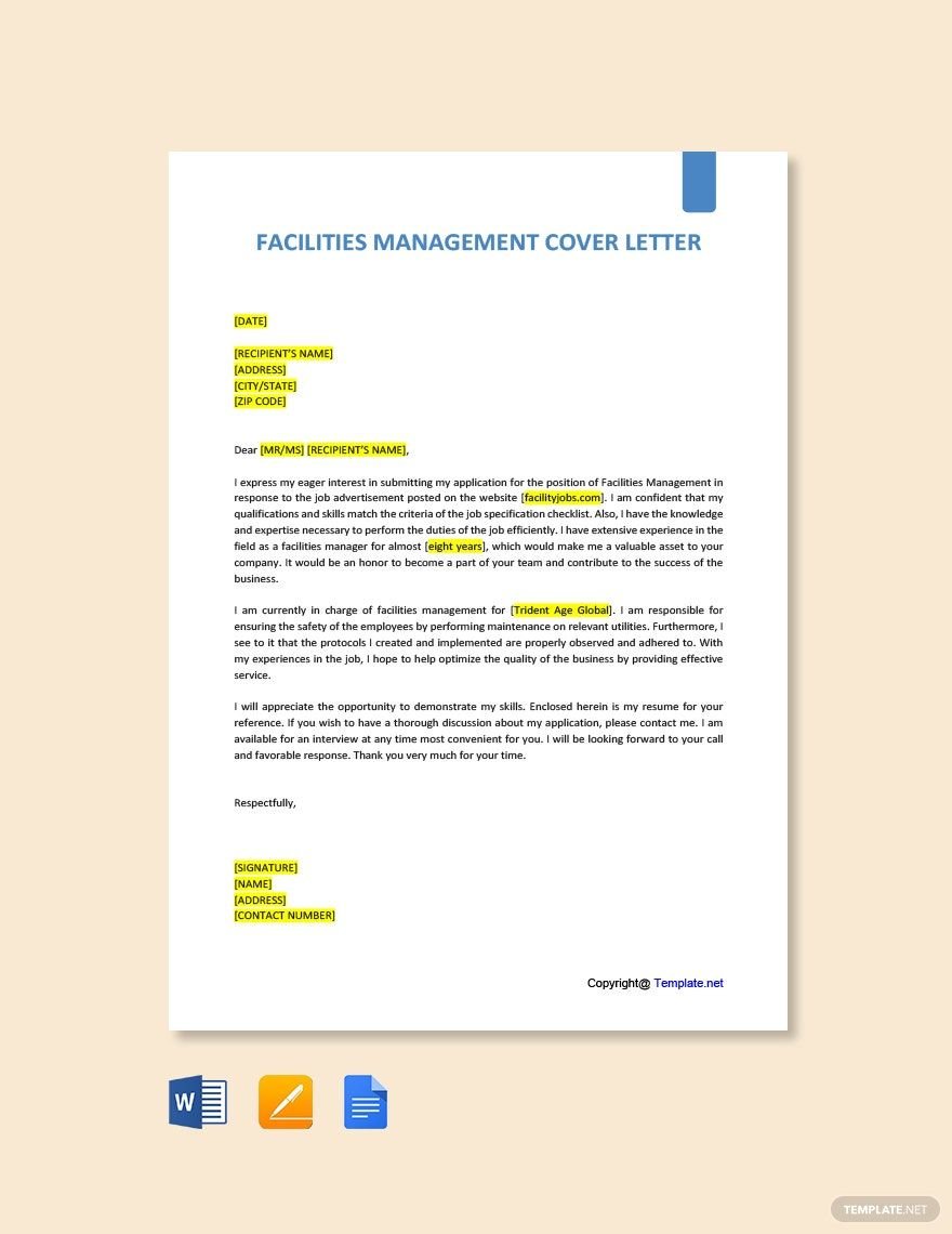 Facilities Management Cover Letter