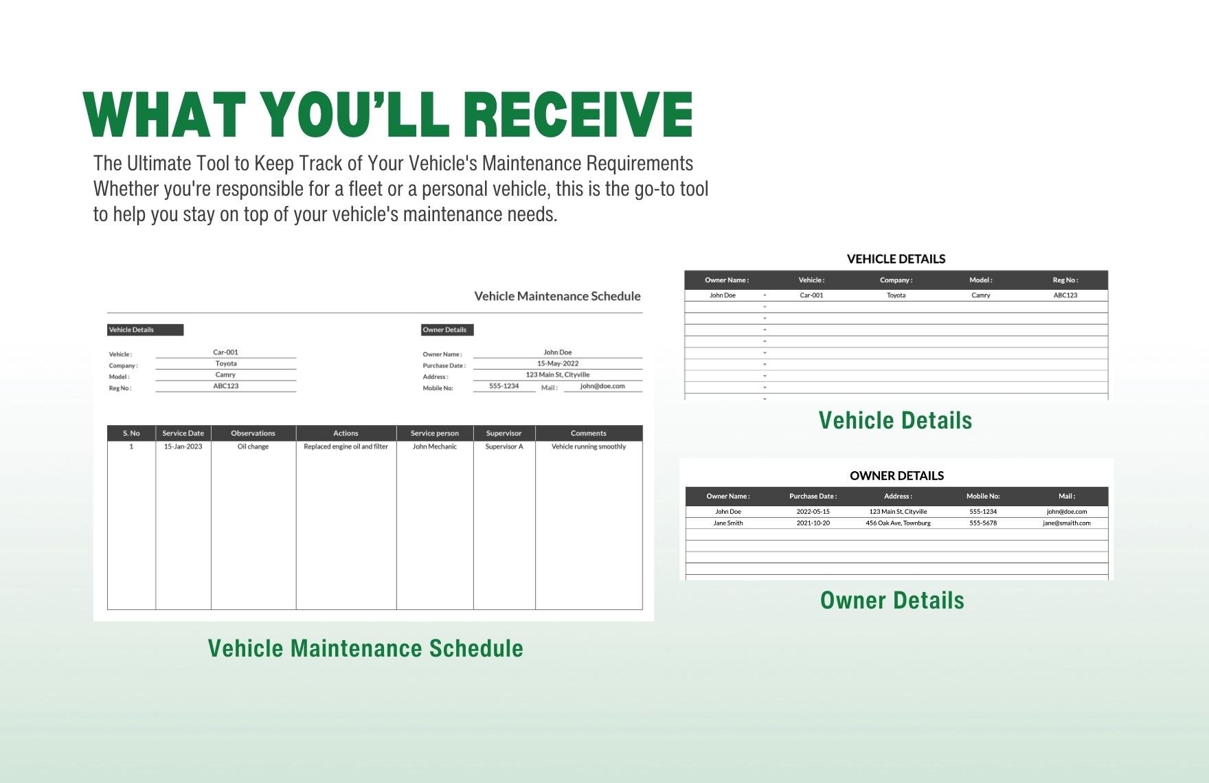 Vehicle Maintenance Schedule Template