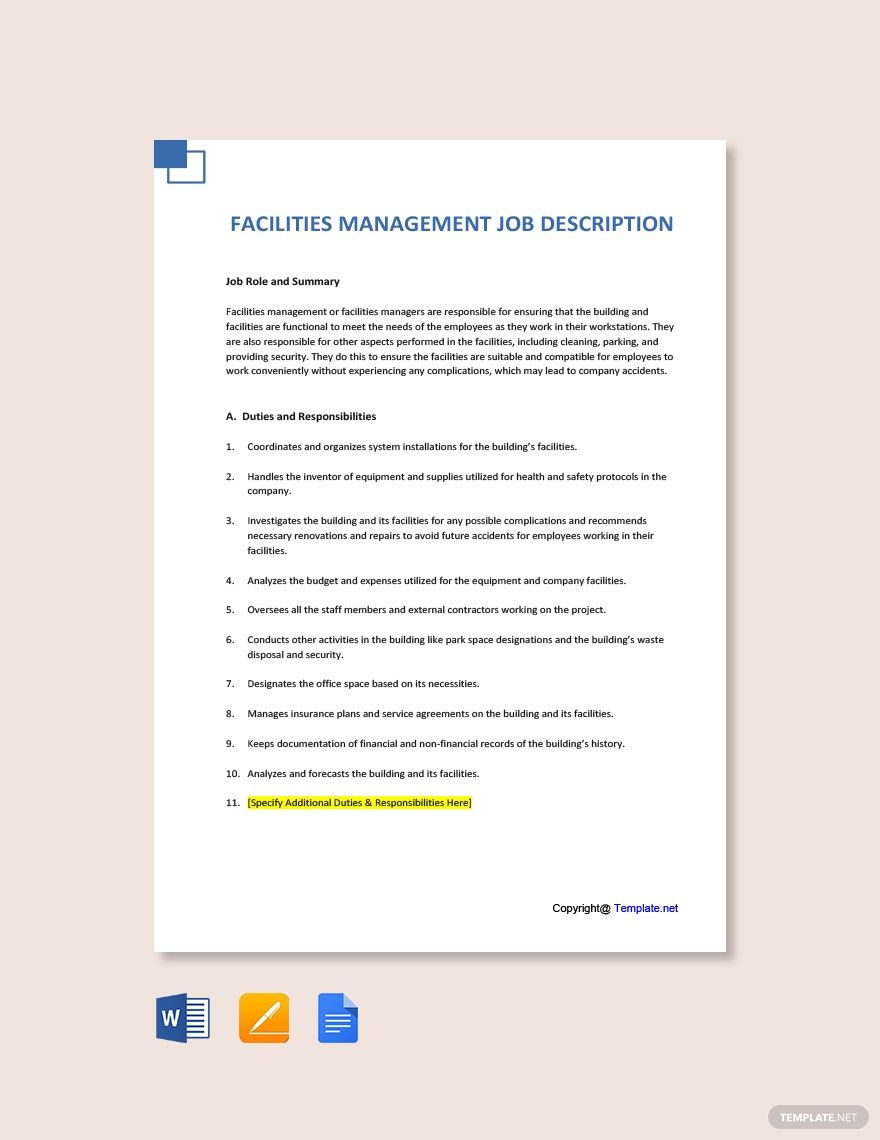 FREE Facilities Management Template Download In Word Google Docs 