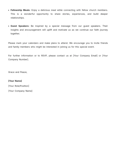 Free Printable Church Invitation Memo Template to Edit Online