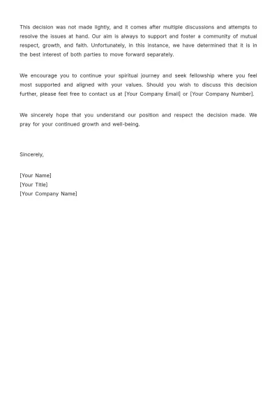 Free Professional Church Termination Notice Template to Edit Online