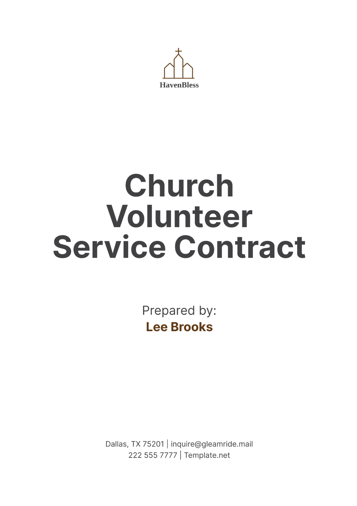 Church Volunteer Service Contract Template - Edit Online & Download