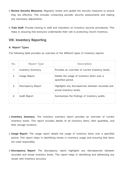 Free Church Inventory SOP Template to Edit Online
