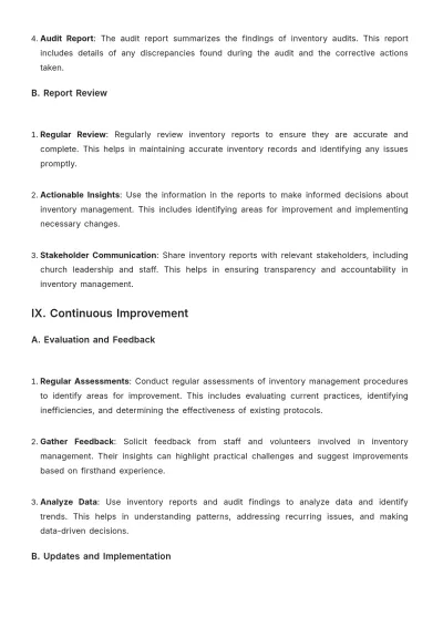 Free Church Inventory SOP Template to Edit Online
