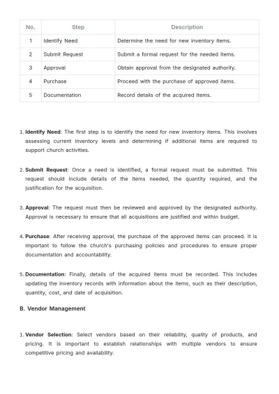 Free Church Inventory SOP Template to Edit Online