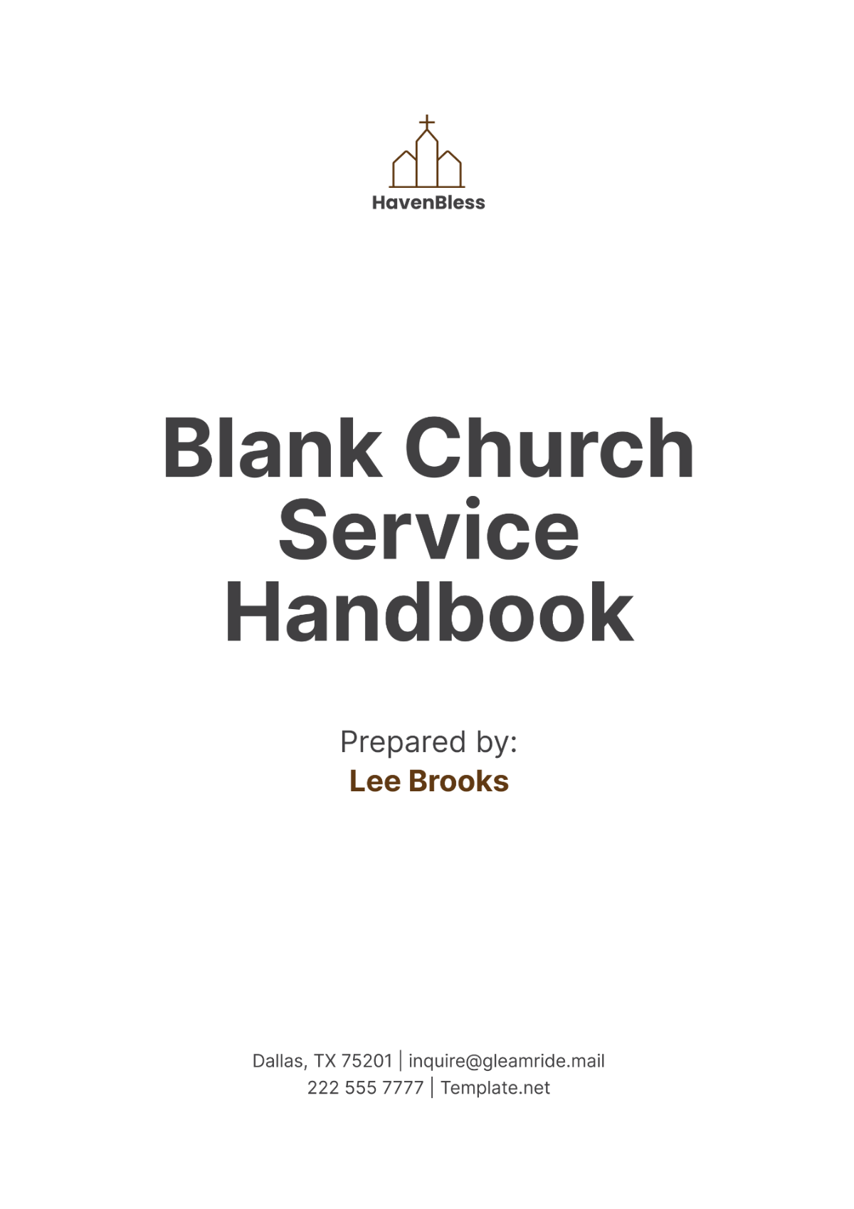 Blank Church Service Handbook Template - Edit Online & Download