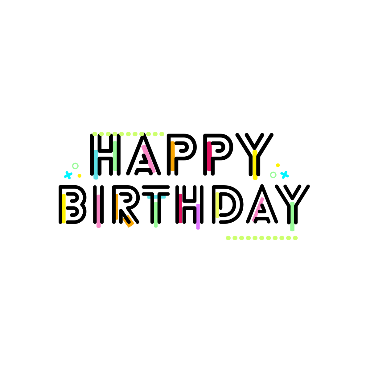 Outlined Happy Birthday Text - Edit-Online | Template.net